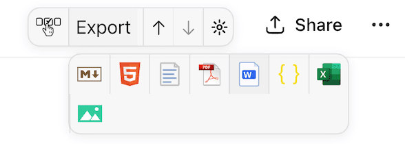 ChatCache hover format menu showing PDF and Word as one-click ChatGPT export options